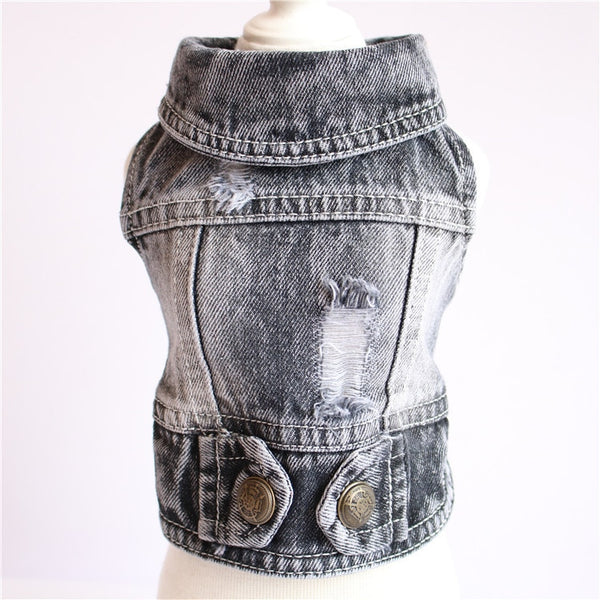Denim Vest Clothes for Cats Casual Jeans Outfit Costume