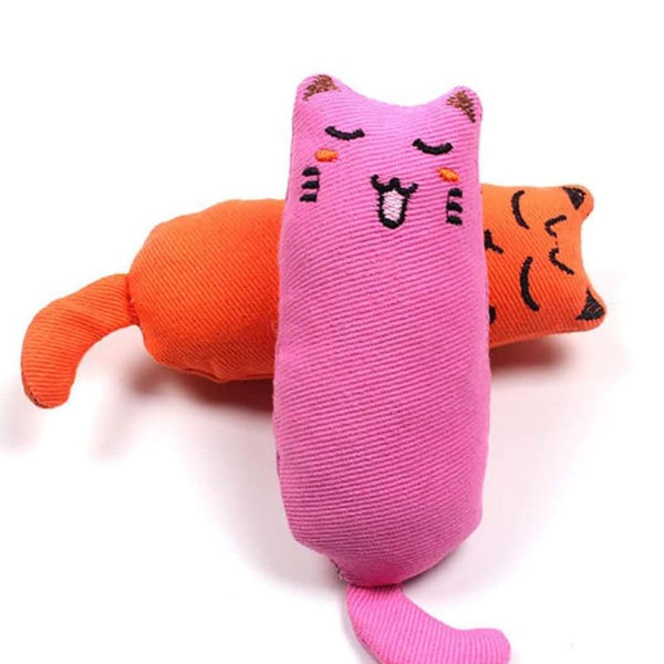 Cat Shape Plush Toys Rustle Sound Catnip Cute Kitten Bite Toy - Multicolor