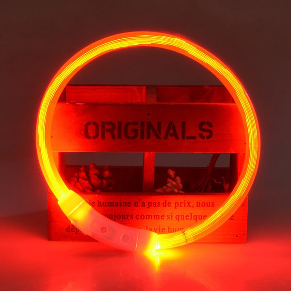 LED Light Up USB Rechargeable Dog Collars, Luminous Night Collar - 8 Color