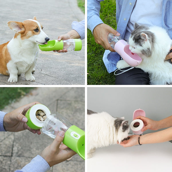 Portable Water Food Bottle Feeder Bowl Outdoor Travel for Dogs, Cats