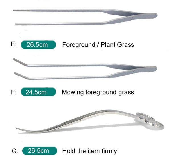 Aquarium Tools Set Plants Tweezers and Scissors Grass Cutting Stainless Steel Cleaning Tools