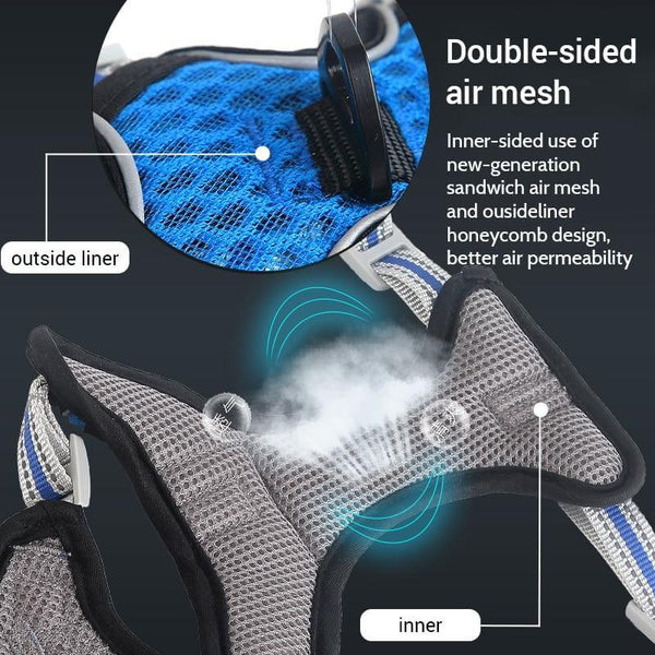 Breathable Mesh Dog Harness Reflective Pet Vest Harnesses with Leash