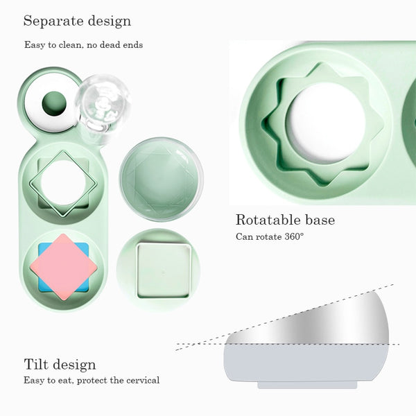 Pet Double Bowl Feeder Container with Automatic Water Dispenser For Dogs & Cats