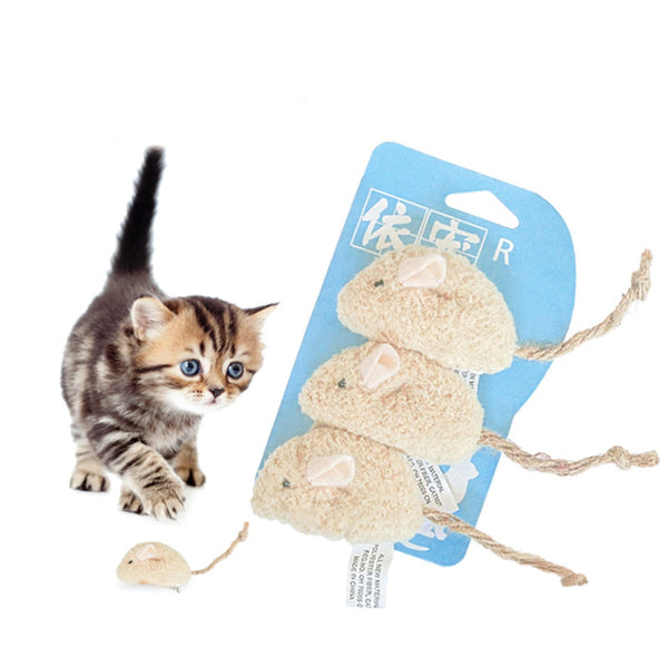 Plush Mouse Scratch and Bite Resistant Cat Toy, 3 Piece Set
