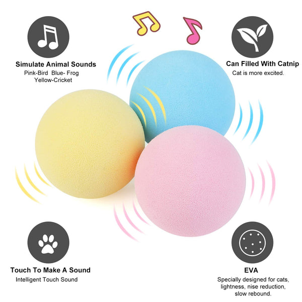 Interactive Ball Toy for Cats with Sounds, Fillable with Catnip