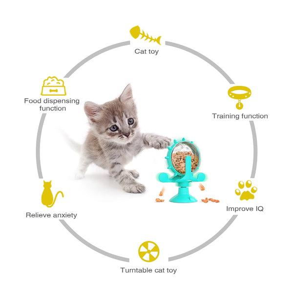 Interactive Rotating Wheel Treat Dispenser Toy for Cats