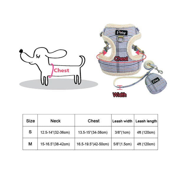 No Pull Harness Vest and Leash Set Sizes