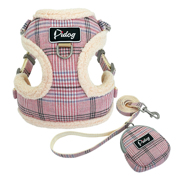 Pink Color Harness Vest and Leash Set