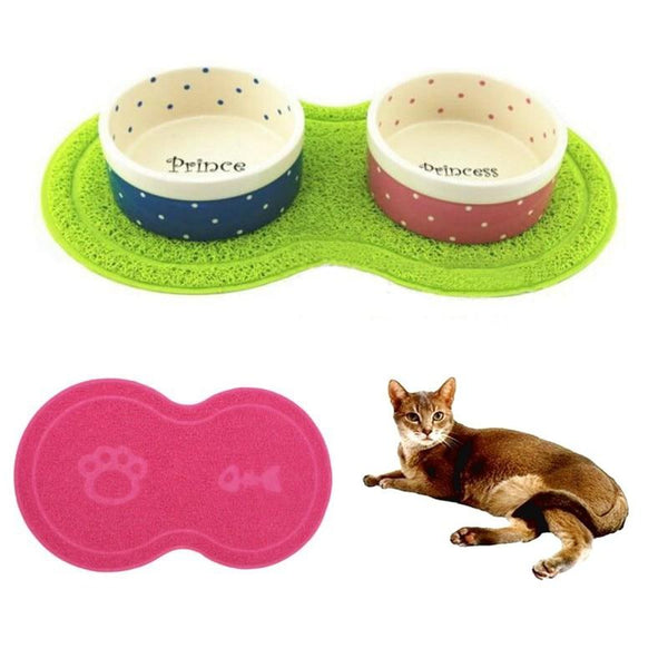 Food & Water Bowl Placemat for Pet Feeding - Dual Mat Design