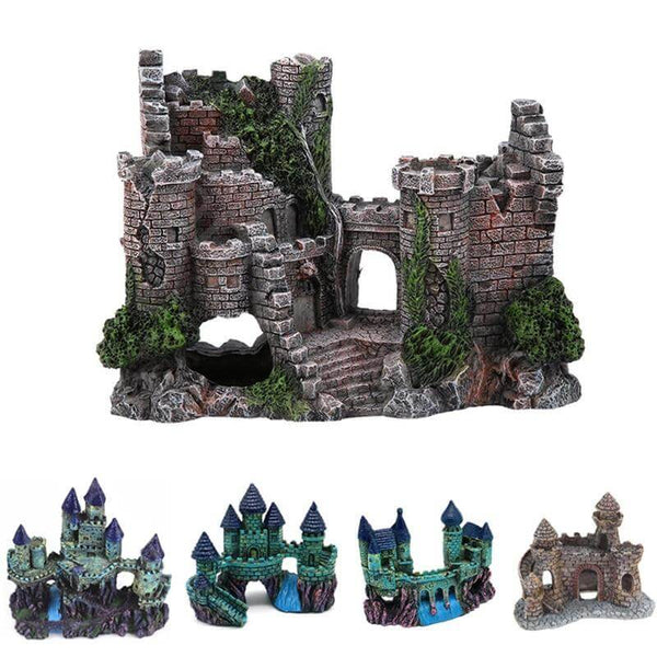 Ancient Castle Resin Model Aquarium, Fish Tank Decoration Landscaping Ornament