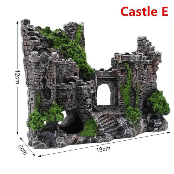 Ancient Castle Resin Model Aquarium, Fish Tank Decoration Landscaping Ornament