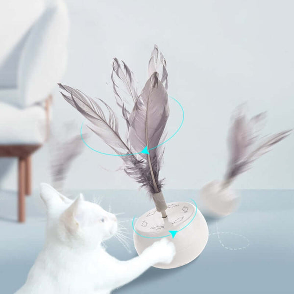 Automatic Feather Teaser Toy for Cats Interactive Rotating Ball