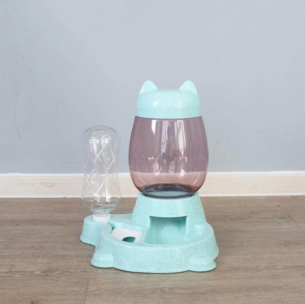 Automatic Food and Water Dispenser for Cats, Stores 2.2L Food and 528ml Water - Blue Color