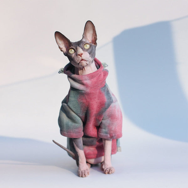 Sphynx Hairless Cat Baggy Hoodie Warm Kitten Clothes