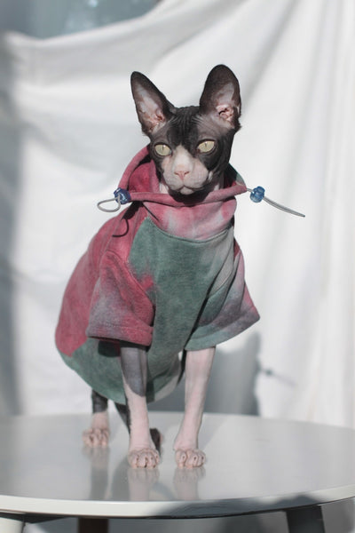 Sphynx Hairless Cat Baggy Hoodie Warm Kitten Clothes