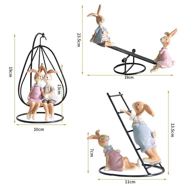 Playful Bunny Pair Home Decoration Figurines Sizes