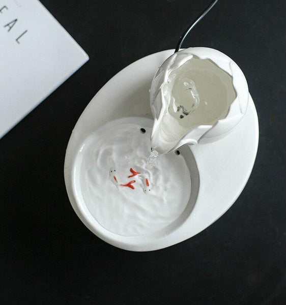 Ceramic Water Dispenser Smart Pet Drinking Fountain Automatic Water Circulation 1.5L