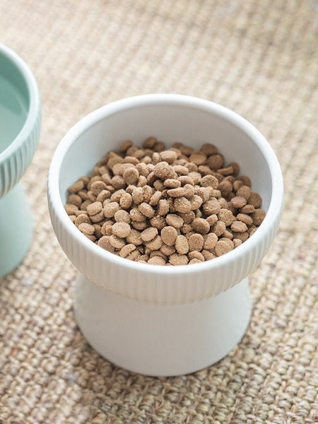 High Foot Cat Food Bowl Stripe Design Pet Food Bowls