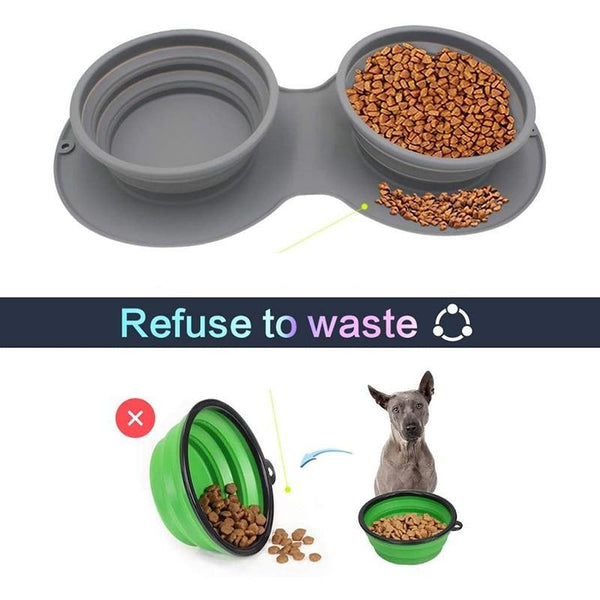 Anti-slip and Non-flip Design Double Food Bowl