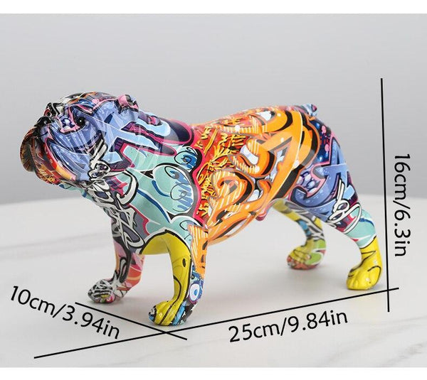 Colorful Bulldog Figurine - Dimensions