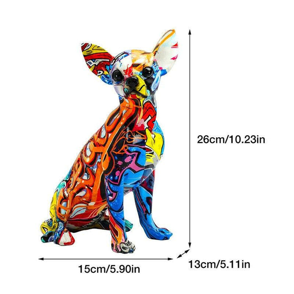 Colorful Chihuahua Dog Statue Resin Sculpture Home Decoration