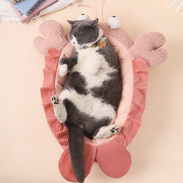 Cute Lobster Bed House Medium Size Pet Beds Soft Warm Cuddle Bed for Cats, Dogs