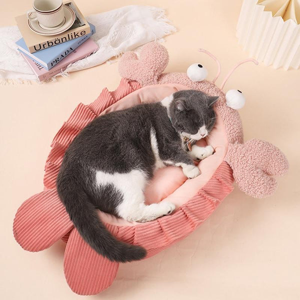 Cute Lobster Bed House Medium Size Pet Beds Soft Warm Cuddle Bed for Cats, Dogs