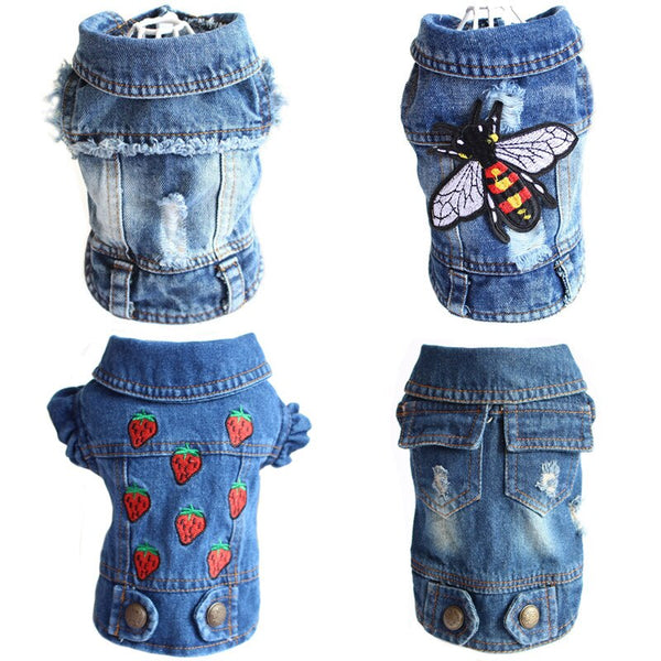 Denim Vest Clothes for Cats Casual Jeans Outfit Costume