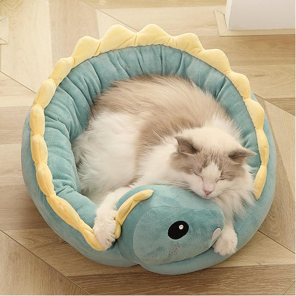 Dinosaur Shape Round Pet Bed for Small Dogs, Cats