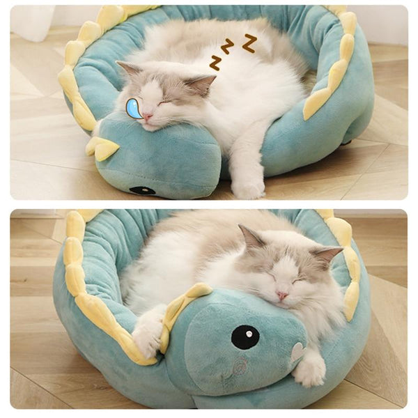 Dinosaur Shape Round Pet Bed for Small Dogs, Cats