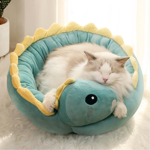 Dinosaur Shape Round Pet Bed for Small Dogs, Cats