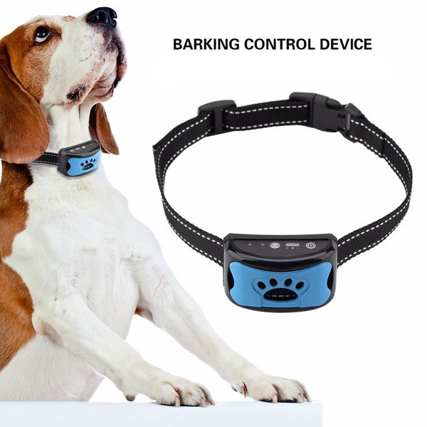 Dog Ultrasonic Anti Barking Training Collar Device USB Rechargeable