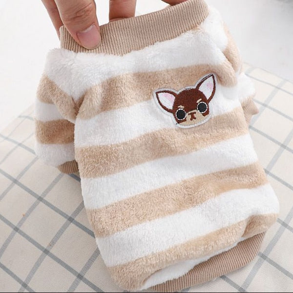 Doggo Print Colorful Warm Fleece 2 Leg Pet Clothes