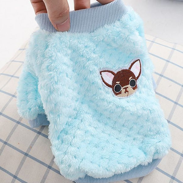 Doggo Print Colorful Warm Fleece 2 Leg Pet Clothes