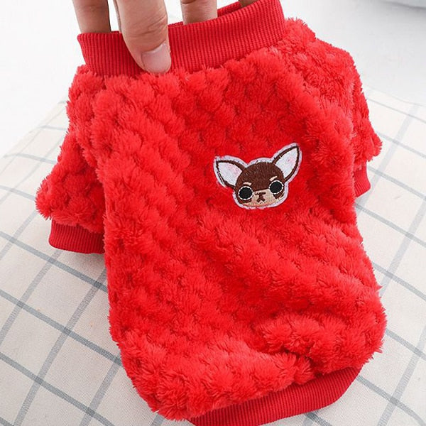 Doggo Print Colorful Warm Fleece 2 Leg Pet Clothes