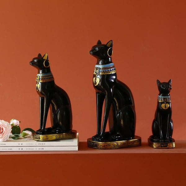 Egyptian Cat Figurine Animal Sculpture Home Office Decoration Statue