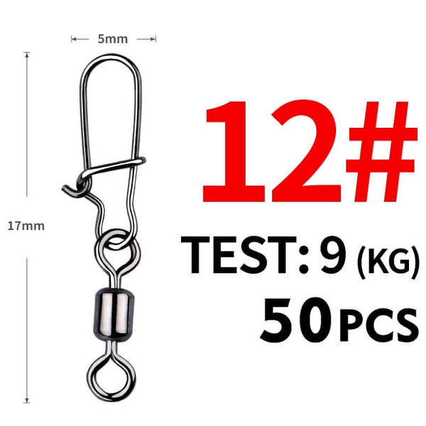 50 Piece Pike Fishing Accessories Connector Pin Bearing Rolling Swivel Stainless Steel Snap Fishhook Lure Swivels Tackle