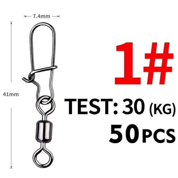 50 Piece Pike Fishing Accessories Connector Pin Bearing Rolling Swivel Stainless Steel Snap Fishhook Lure Swivels Tackle