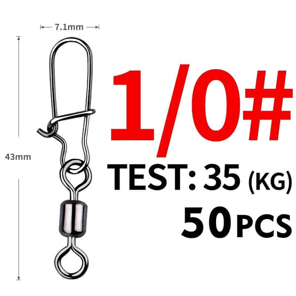 50 Piece Pike Fishing Accessories Connector Pin Bearing Rolling Swivel Stainless Steel Snap Fishhook Lure Swivels Tackle