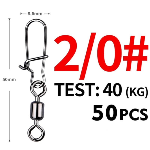 50 Piece Pike Fishing Accessories Connector Pin Bearing Rolling Swivel Stainless Steel Snap Fishhook Lure Swivels Tackle