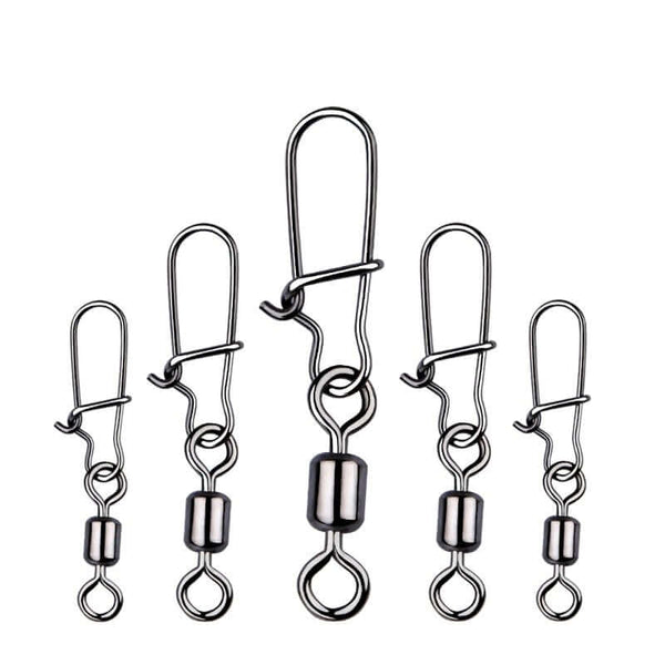 50 Piece Pike Fishing Accessories Connector Pin Bearing Rolling Swivel Stainless Steel Snap Fishhook Lure Swivels Tackle