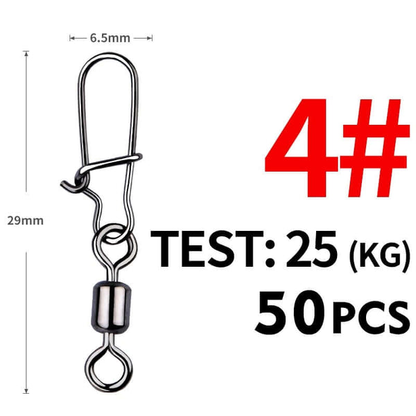 50 Piece Pike Fishing Accessories Connector Pin Bearing Rolling Swivel Stainless Steel Snap Fishhook Lure Swivels Tackle