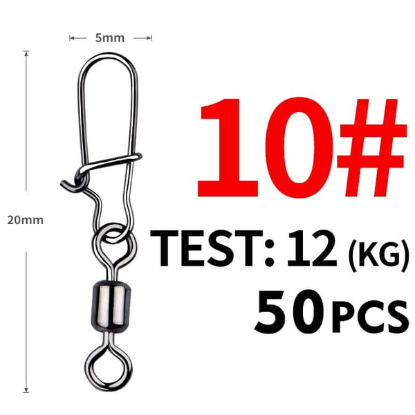 50 Piece Pike Fishing Accessories Connector Pin Bearing Rolling Swivel Stainless Steel Snap Fishhook Lure Swivels Tackle