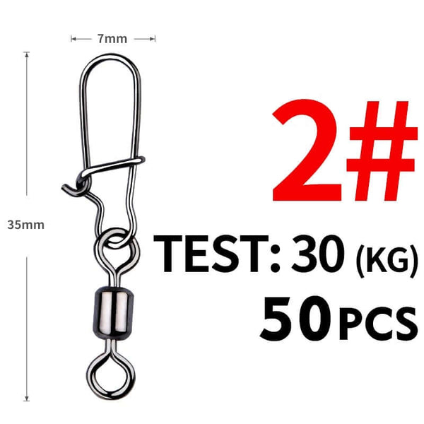 50 Piece Pike Fishing Accessories Connector Pin Bearing Rolling Swivel Stainless Steel Snap Fishhook Lure Swivels Tackle