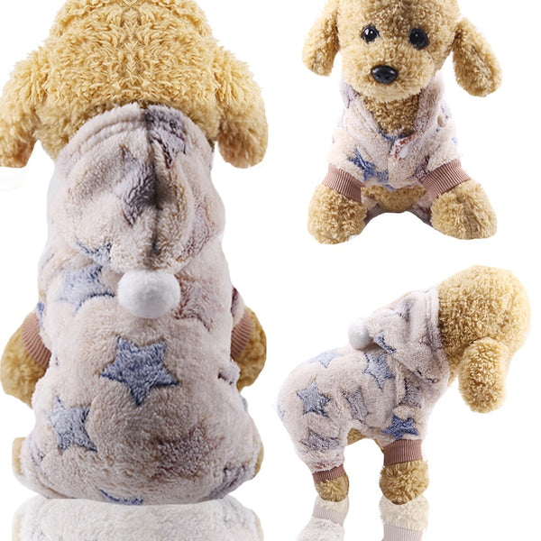 Colorful Soft & Warm Flannel Dog Jumpsuit Pajamas Clothing for Dogs