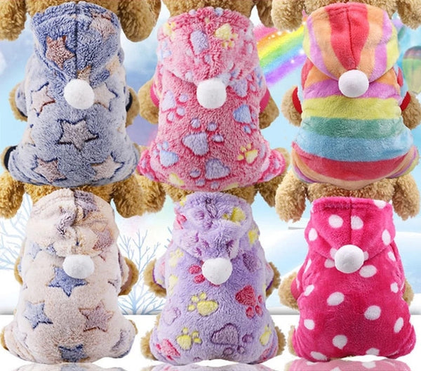 Colorful Soft & Warm Flannel Dog Jumpsuit Pajamas Clothing for Dogs