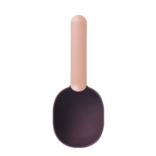 Multifunctional Pet Feeding, Measuring Spoon, Food Portioning Cup, Curved Design - Pink Brown