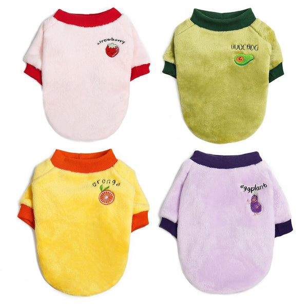 Warm Fleece Pet Clothes Cute Fruit & Vegetables Design Printed Shirts