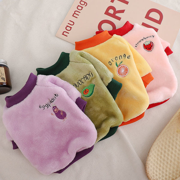 Warm Fleece Pet Clothes Cute Fruit & Vegetables Design Printed Shirts