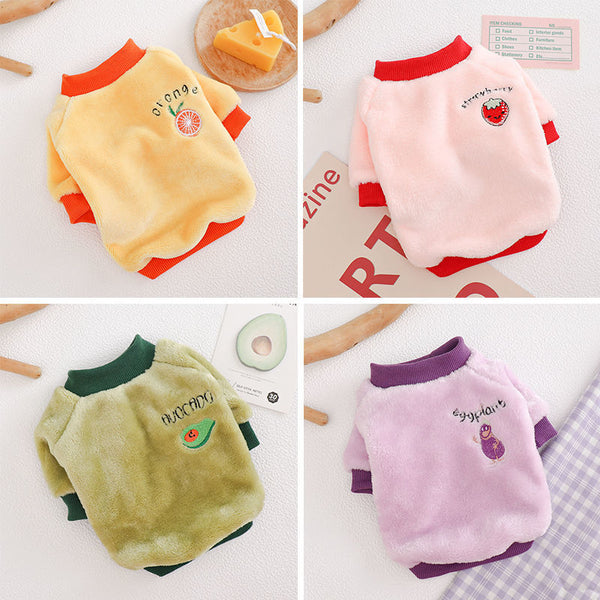Warm Fleece Pet Clothes Cute Fruit & Vegetables Design Printed Shirts